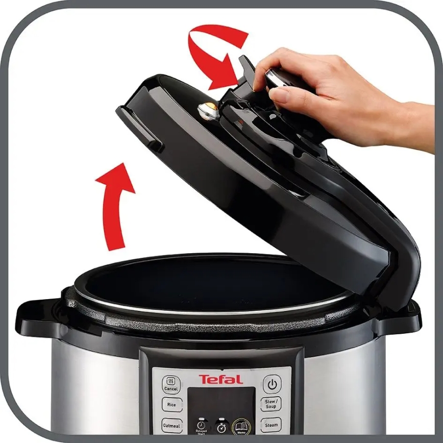 Tefal - Wielofunkcyjny elektryczny szybkowar ALL IN ONE POT 1100W/230V matowy chrom/czarny