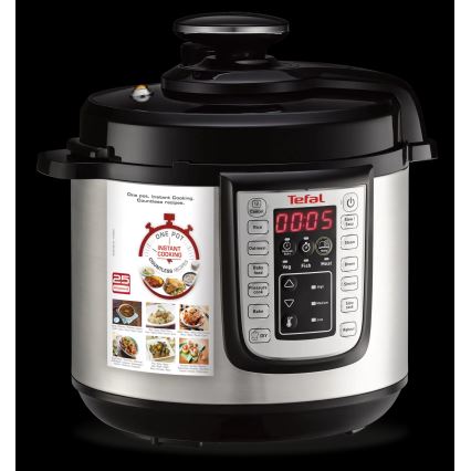 Tefal - Wielofunkcyjny elektryczny szybkowar ALL IN ONE POT 1100W/230V matowy chrom/czarny