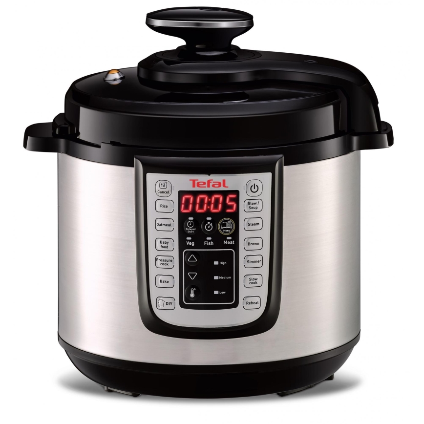 Tefal - Wielofunkcyjny elektryczny szybkowar ALL IN ONE POT 1100W/230V matowy chrom/czarny