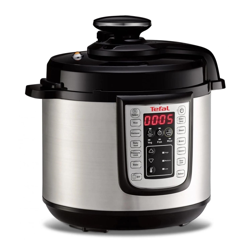 Tefal - Wielofunkcyjny elektryczny szybkowar ALL IN ONE POT 1100W/230V matowy chrom/czarny