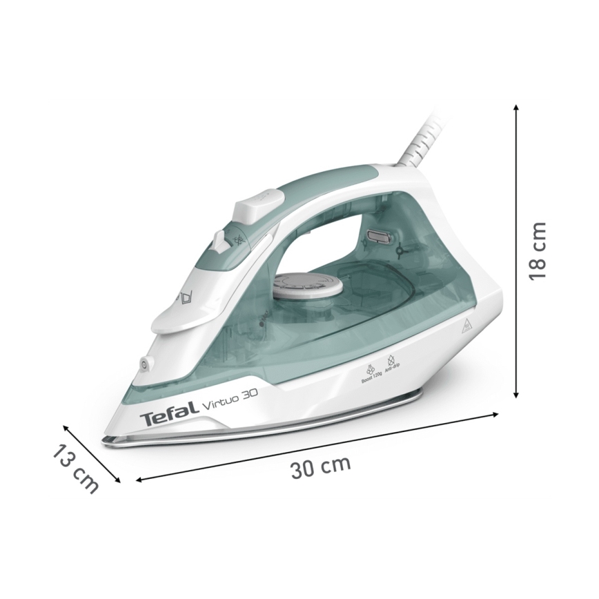 Tefal - Żelazko parowe VIRTUO 2000W/230V zielony