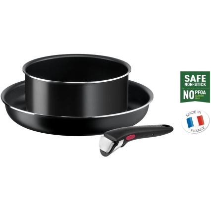 Tefal - Zestaw naczyń 3 szt. INGENIO EASY COOK & CLEAN BLACK