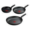 Tefal - Zestaw 3 patelni DARK ESSENTIAL