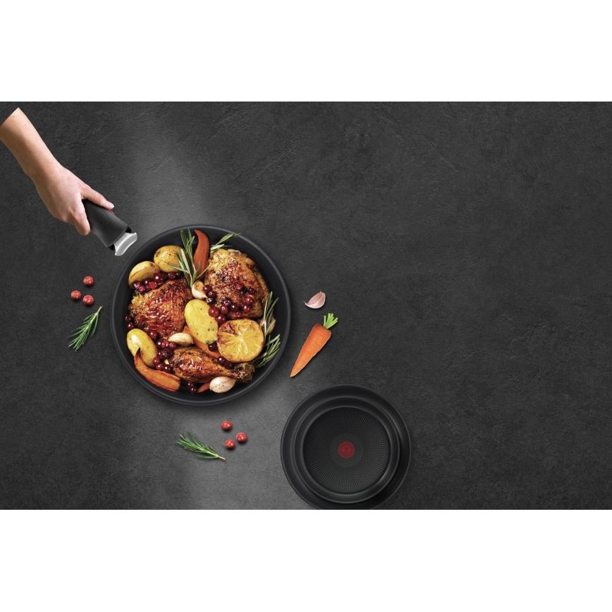 Tefal - Zestaw 3 szt. patelni INGENIO BLACK STONE