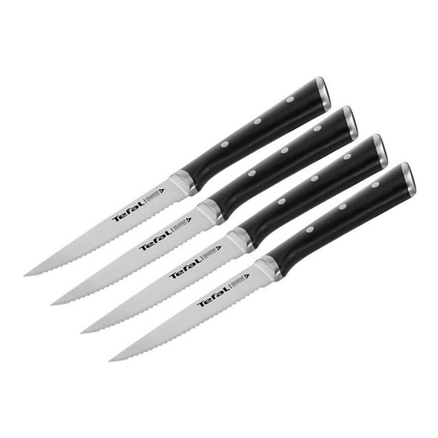 Tefal - ZESTAW 4x Nóż do steków ze stali nierdzewnej ICE FORCE 11 cm chrom błyszczący/czarny