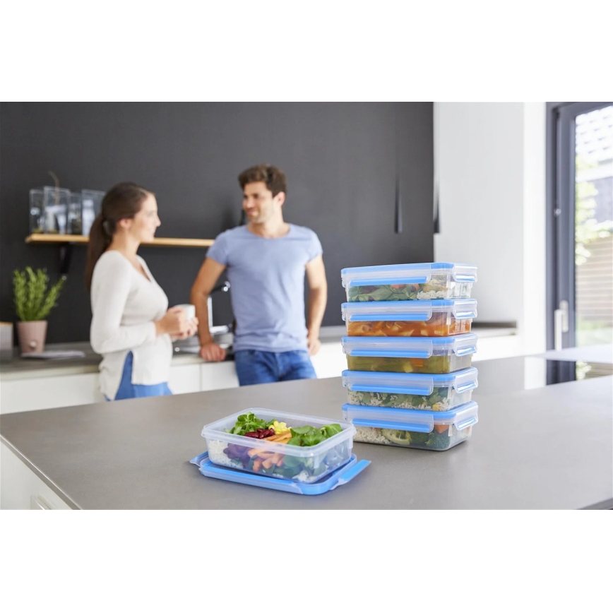 Tefal - ZESTAW 6x pojemników na żywność 0,8 l MASTER SEAL FRESH niebieski
