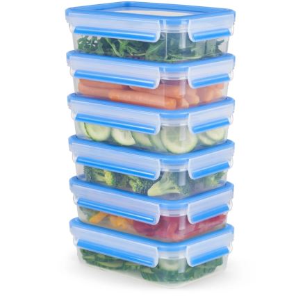Tefal - ZESTAW 6x pojemników na żywność 0,8 l MASTER SEAL FRESH niebieski