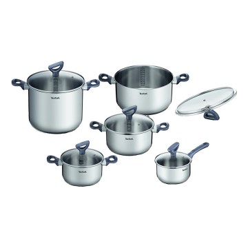 Tefal - Zestaw garnków 10 szt. DAILY COOK stal nierdzewna