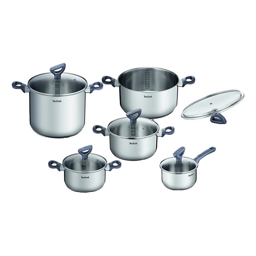Tefal - Zestaw garnków 10 szt. DAILY COOK stal nierdzewna