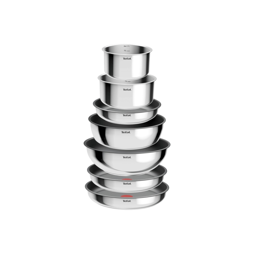 Tefal - Zestaw naczyń 15 elementów INGENIO COOK ze stali nierdzewnej