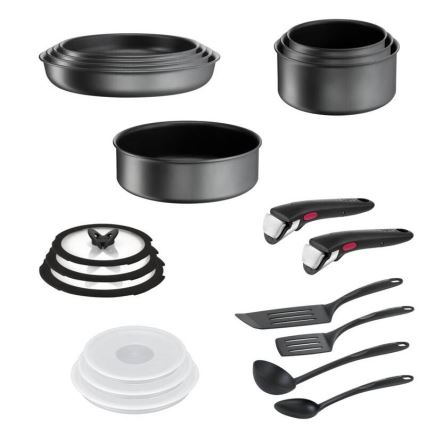 Tefal - Zestaw naczyń 20 elementów INGENIO DAILY CHEF ON czarny