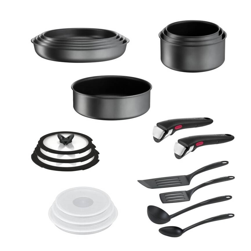 Tefal - Zestaw naczyń 20 elementów INGENIO DAILY CHEF ON czarny
