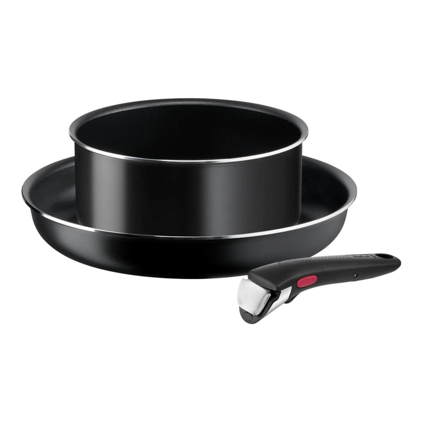 Tefal - Zestaw naczyń 3 szt. INGENIO EASY COOK & CLEAN BLACK