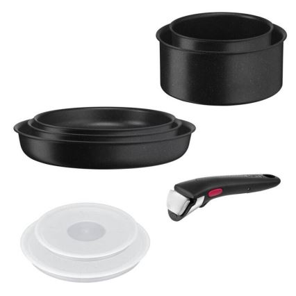 Tefal - Zestaw naczyń 8 elementów INGENIO BLACK STONE