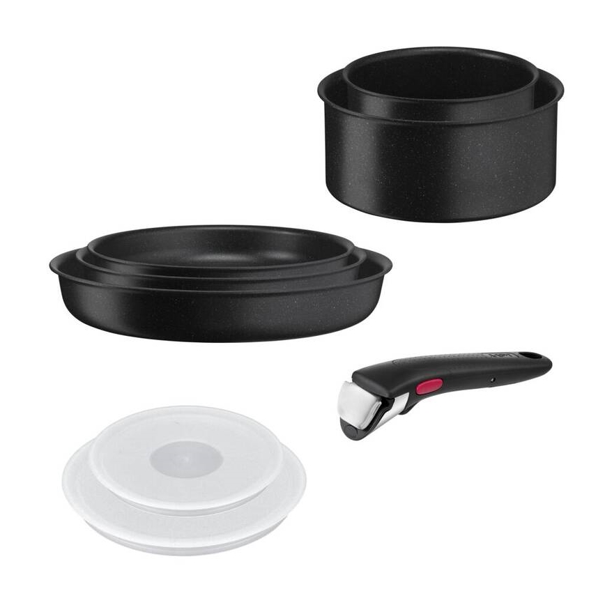 Tefal - Zestaw naczyń 8 elementów INGENIO BLACK STONE