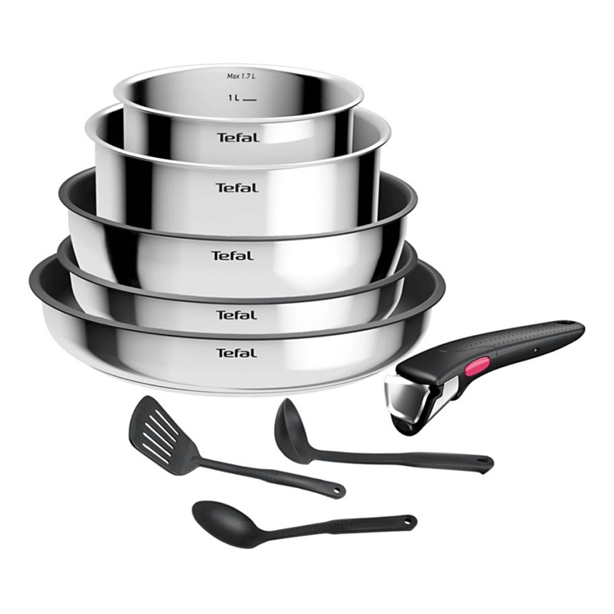 Tefal - Zestaw naczyń 9 elementów INGENIO COOK ze stali nierdzewnej