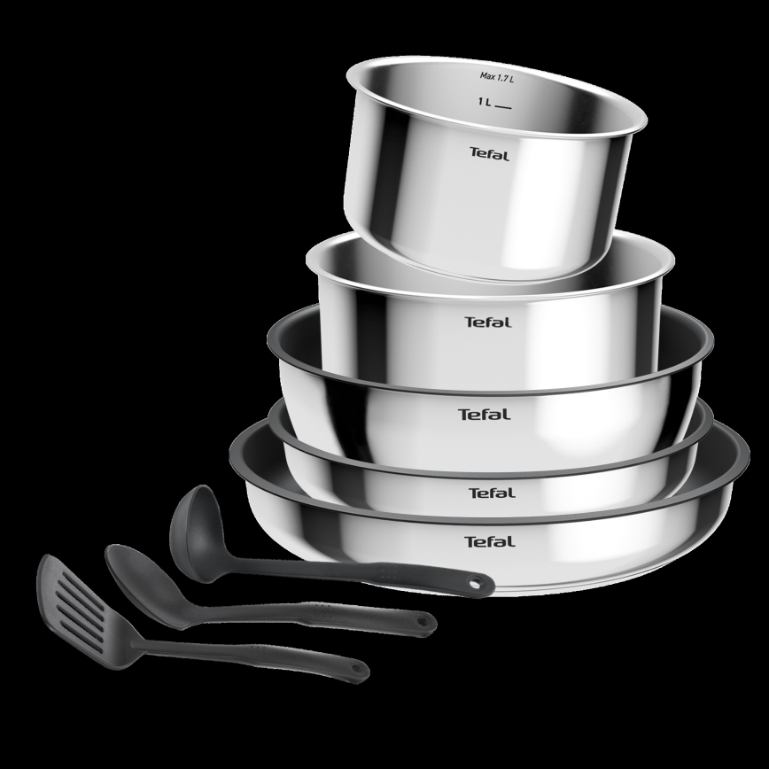 Tefal - Zestaw naczyń 9 elementów INGENIO COOK ze stali nierdzewnej