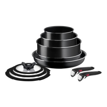 Tefal - Zestaw naczyń kuchennych 10 szt INGENIO EASY COOK & CLEAN BLACK