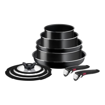 Tefal - Zestaw naczyń kuchennych 10 szt. INGENIO EASY COOK &CLEAN BLACK
