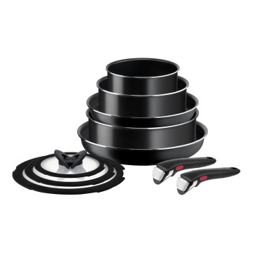 Tefal - Zestaw naczyń kuchennych 10 szt. INGENIO EASY COOK & CLEAN BLACK