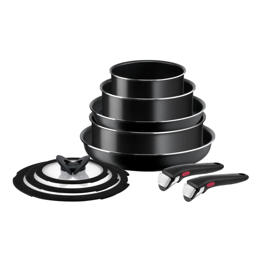 Tefal - Zestaw naczyń kuchennych 10 szt. INGENIO EASY COOK &CLEAN BLACK