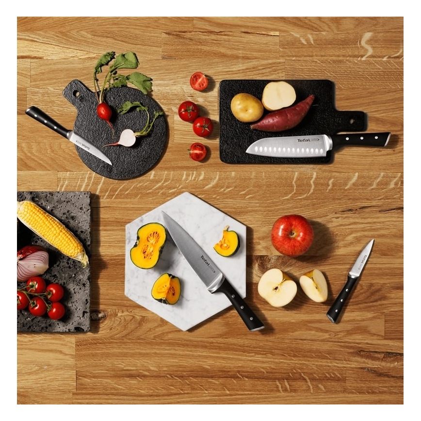 Tefal - Zestaw noży kuchennych w stojaku ICE FORCE 6 szt
