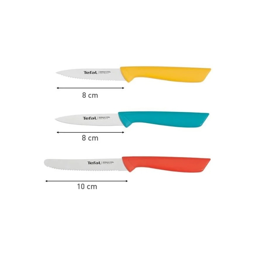 Tefal - Zestaw noży ze stali nierdzewnej 3 szt. COLORFOOD