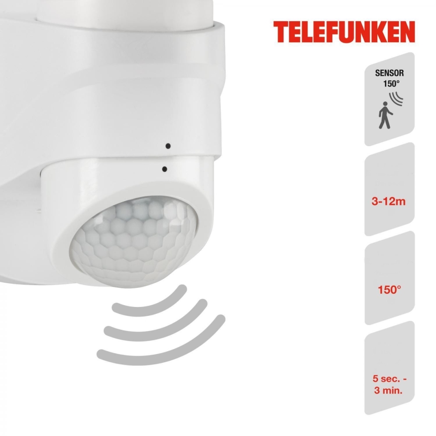 Telefunken 304306TF - LED Kinkiet zewnętrzny z czujnikiem LED/16W/230V IP44 biały