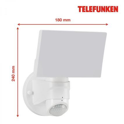 Telefunken 304306TF - LED Kinkiet zewnętrzny z czujnikiem LED/16W/230V IP44 biały