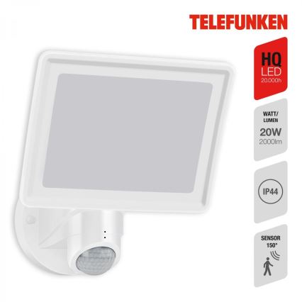 Telefunken 304406TF - Zewnętrzny reflektor ścienny LED z czujnikiem LED/20W/230V IP44