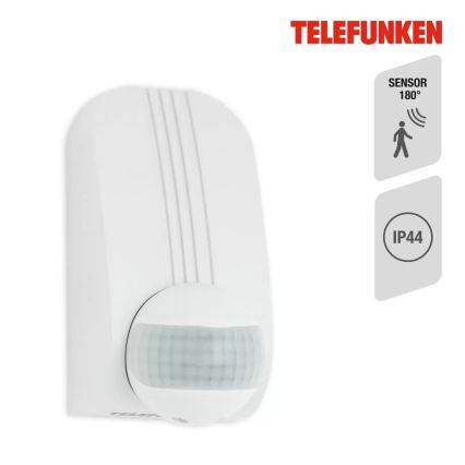 Telefunken 306506TF - Zewnętrzny czujnik ruchu 180° IP44 biały