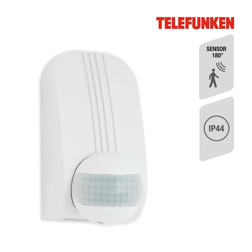 Telefunken 306506TF - Zewnętrzny czujnik ruchu 180° IP44 biały