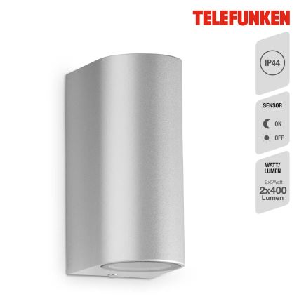 Telefunken 308004TF - LED Kinkiet zewnętrzny 2xGU10/5W/230V IP44 srebrny