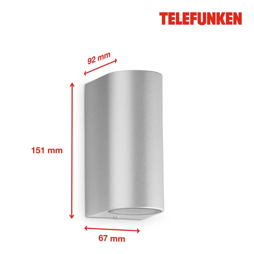 Telefunken 308004TF - LED Kinkiet zewnętrzny 2xGU10/5W/230V IP44 srebrny