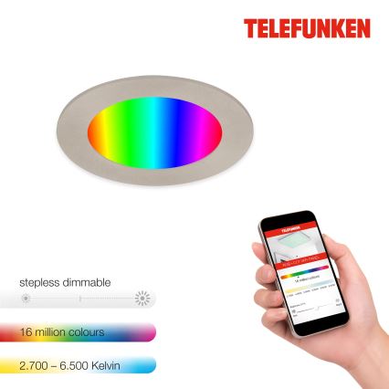 Telefunken 309302TF - LED RGBW Ściemnialna łazienkowa oprawa wpuszczana LED/6W/230V 2700-6500K IP23 Wi-Fi Tuya