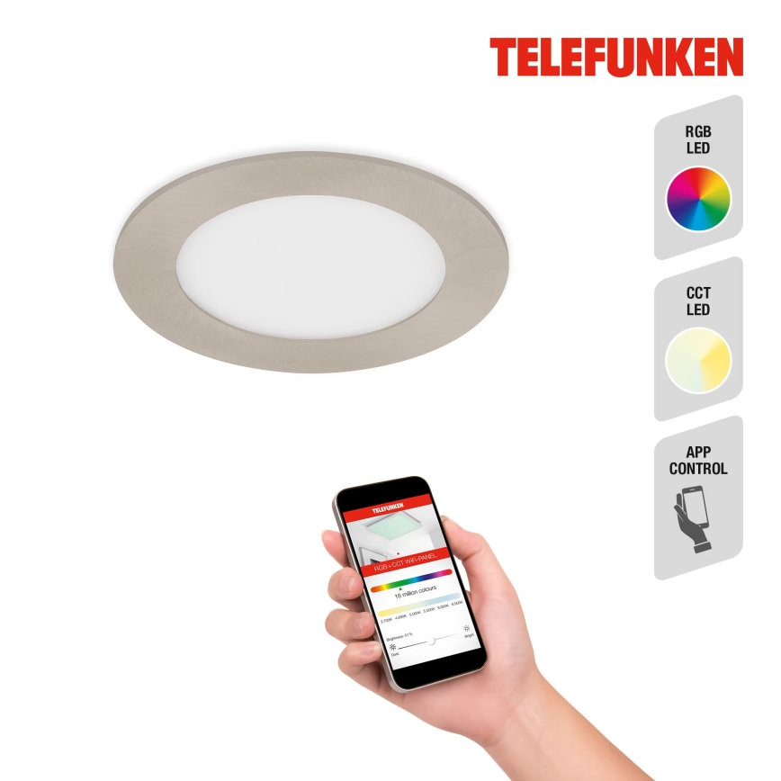 Telefunken 309302TF - LED RGBW Ściemnialna łazienkowa oprawa wpuszczana LED/6W/230V 2700-6500K IP23 Wi-Fi Tuya