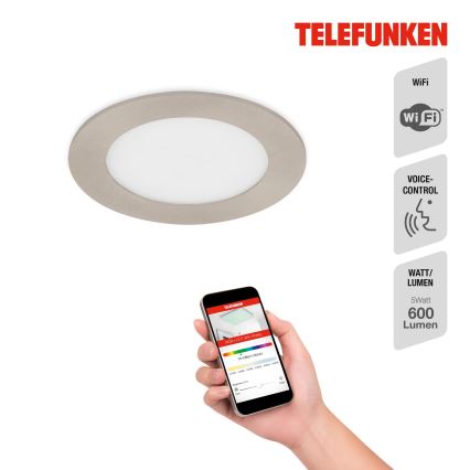 Telefunken 309302TF - LED RGBW Ściemnialna łazienkowa oprawa wpuszczana LED/6W/230V 2700-6500K IP23 Wi-Fi Tuya