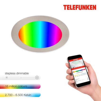 Telefunken 309402TF - LED RGBW Ściemnialna łazienkowa oprawa wpuszczana LED/12W/230V 2700-6500K IP23 Wi-Fi Tuya