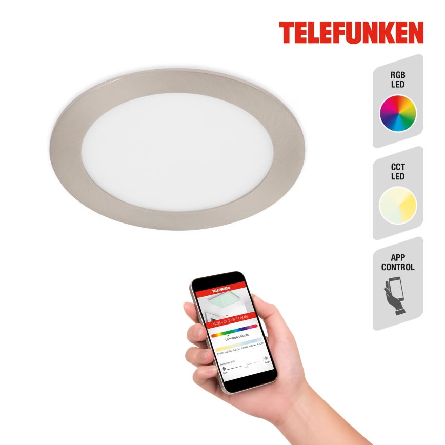 Telefunken 309402TF - LED RGBW Ściemnialna łazienkowa oprawa wpuszczana LED/12W/230V 2700-6500K IP23 Wi-Fi Tuya