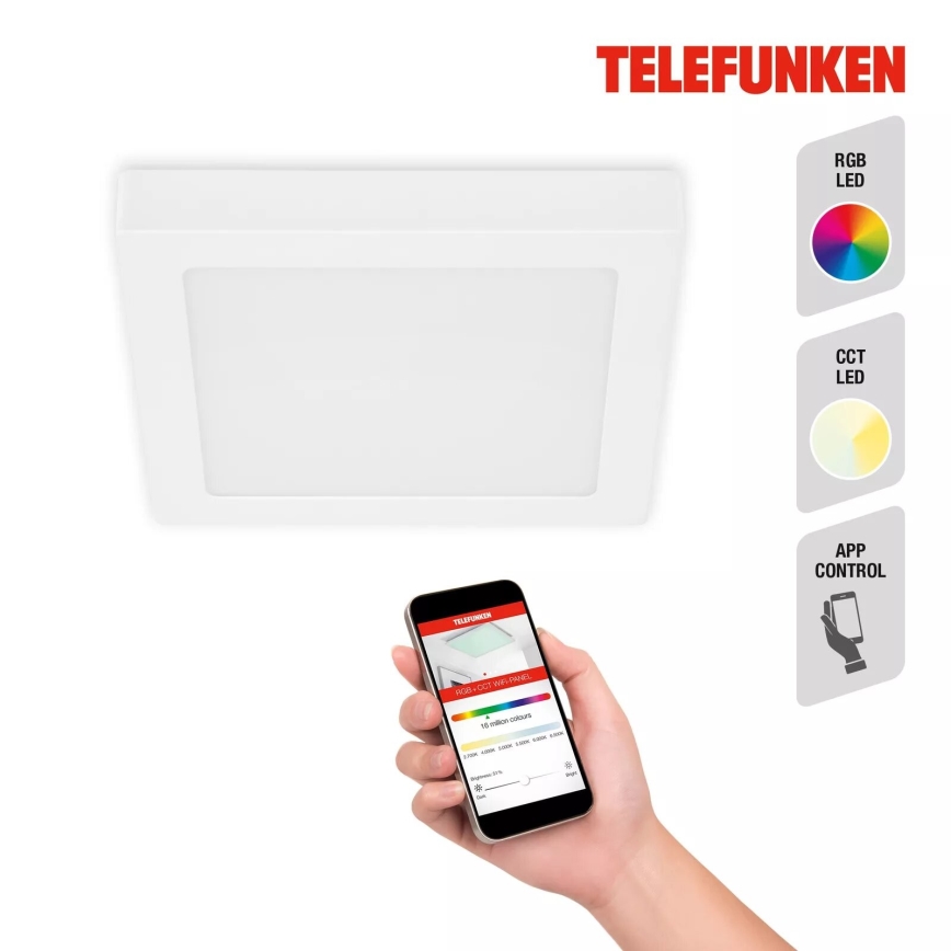 Telefunken 309706TF - LED RGB Plafon ściemnialny LED/23W/230V 2700-6500K Wi-Fi Tuya biały