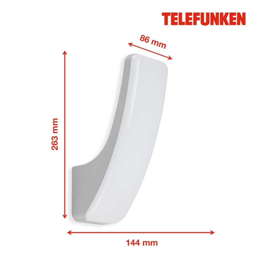 Telefunken 311604TF - LED Kinkiet zewnętrzny LED/15W/230V IP44 srebrny