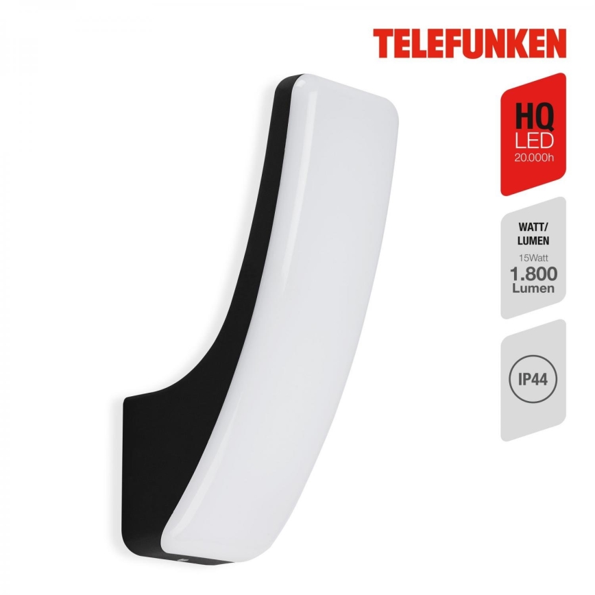 Telefunken 311605TF - LED Kinkiet zewnętrzny LED/15W/230V IP44 czarny