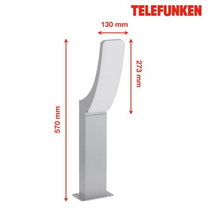 Telefunken 311804TF - LED Lampa zewnętrzna LED/15W/230V 57 cm IP44 srebrna