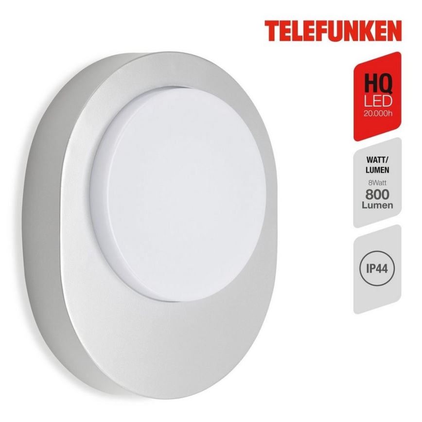 Telefunken 312004TF - LED Kinkiet zewnętrzny LED/8W/230V IP44 srebrny