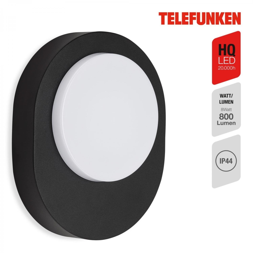 Telefunken 312005TF - LED Kinkiet zewnętrzny LED/8W/230V IP44 czarny