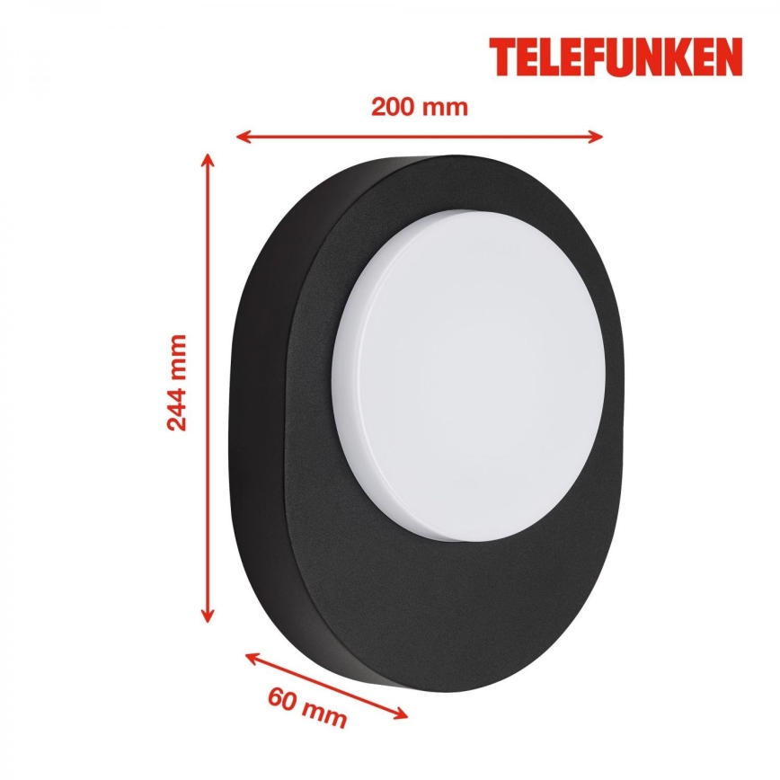 Telefunken 312005TF - LED Kinkiet zewnętrzny LED/8W/230V IP44 czarny