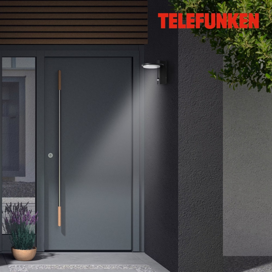 Telefunken 312505TF-LED Kinkiet zewnętrzny z czujnikiem LED/10W/230V IP44 czarny
