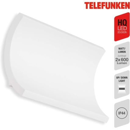 Telefunken 312806TF - LED Kinkiet zewnętrzny 2xLED/6W/230V IP44 biały