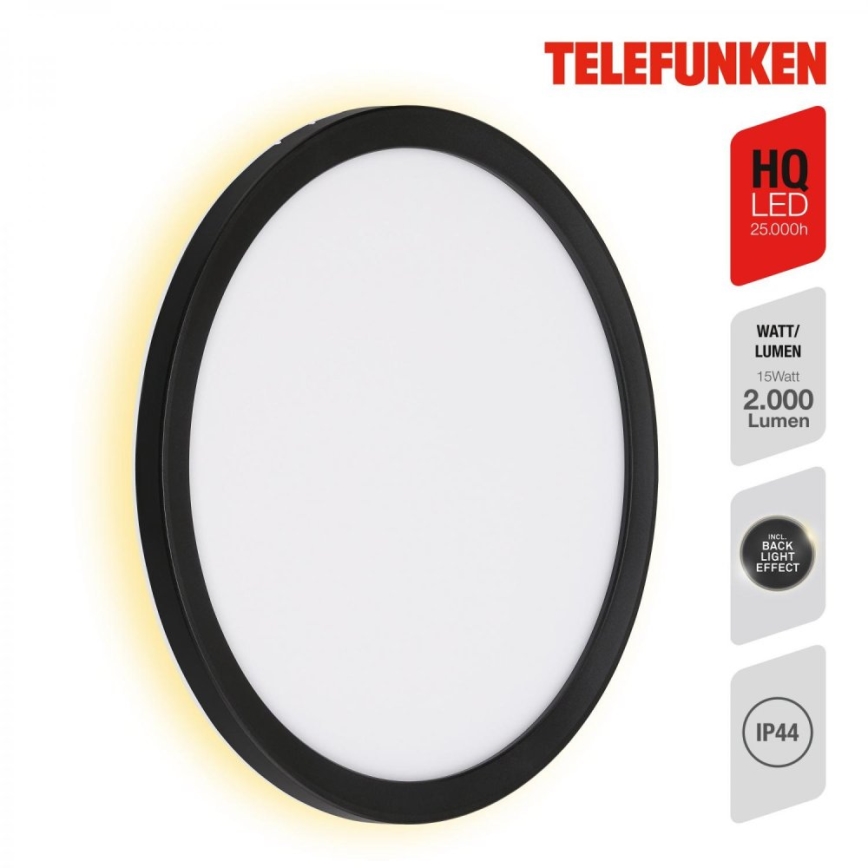 Telefunken 313405TF - LED zewnętrzny kinkiet LED/15W/230V IP44 czarny