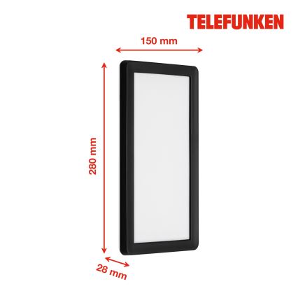Telefunken 313605TF - LED Kinkiet zewnętrzny LED/16W/230V IP44 czarny